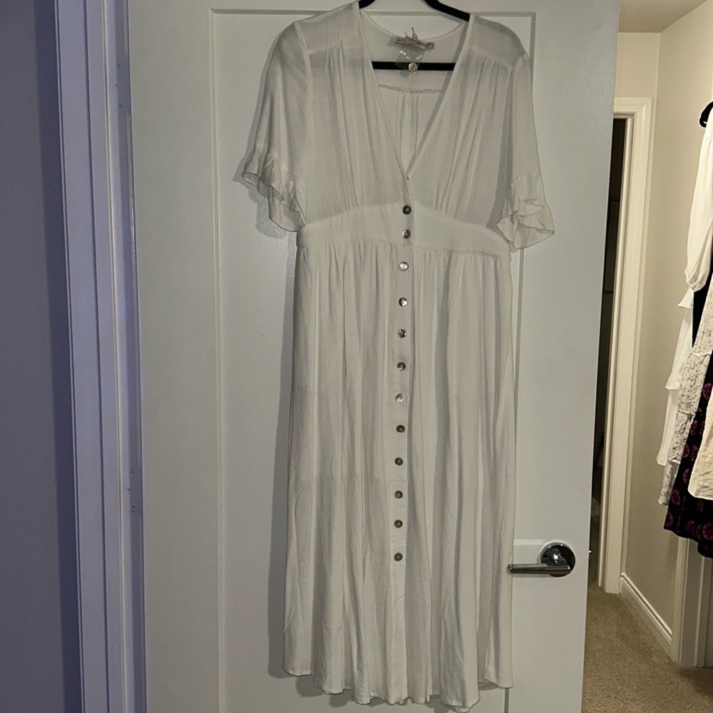 Petal and Pup White Midi Dress